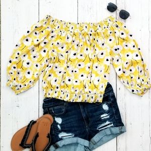 Yellow Floral Off The Shoulder Top | SZ•Lg